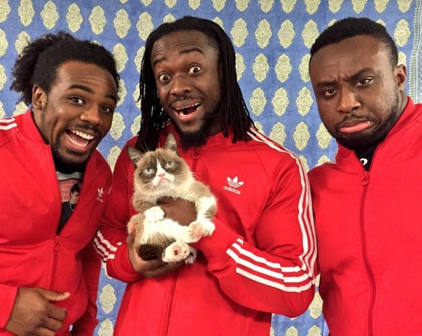 The-New-Day-Kofi-Kingston-Xavier-Woods-Big-E-Langston-WWE-Grumpy-Cat